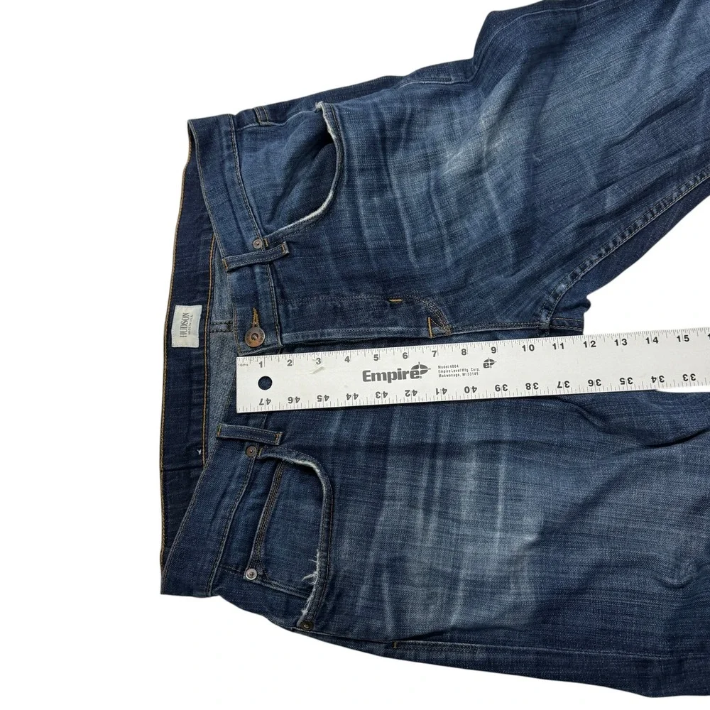 Hudson Wilde Relaxed Straight Jeans Mens 34 x 30 Dark Wash Blue Button Fly